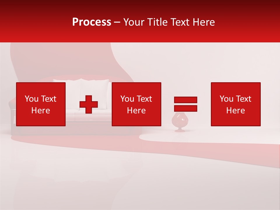 A Red And White Couch Sitting In Front Of A White Wall PowerPoint Template