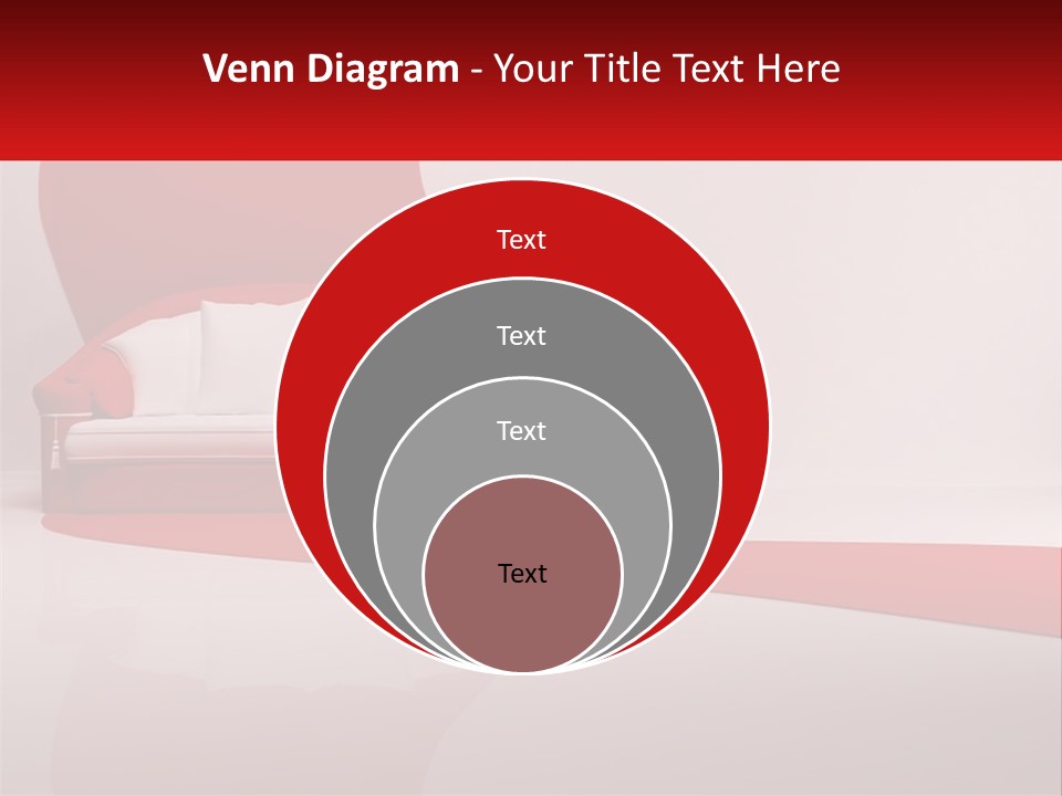 A Red And White Couch Sitting In Front Of A White Wall PowerPoint Template