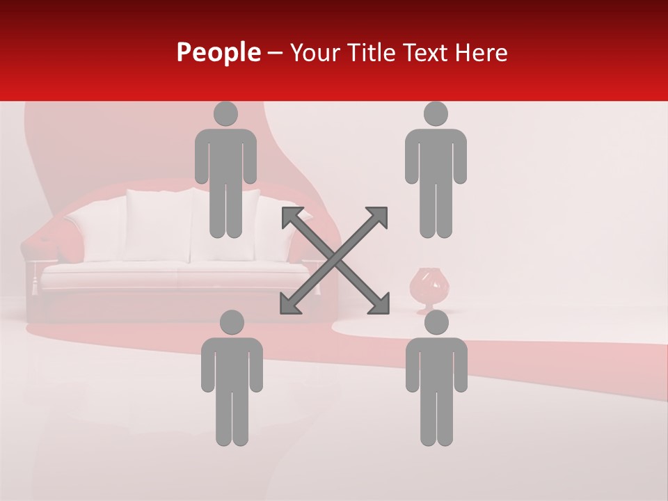 A Red And White Couch Sitting In Front Of A White Wall PowerPoint Template