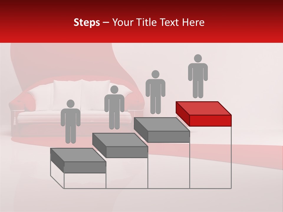 A Red And White Couch Sitting In Front Of A White Wall PowerPoint Template