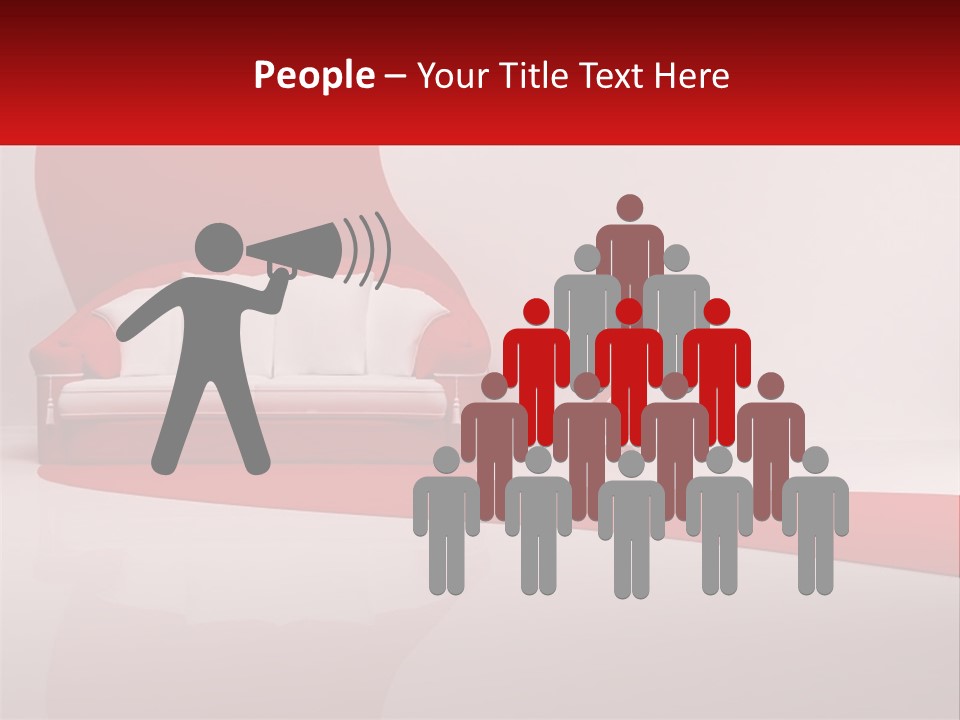 A Red And White Couch Sitting In Front Of A White Wall PowerPoint Template