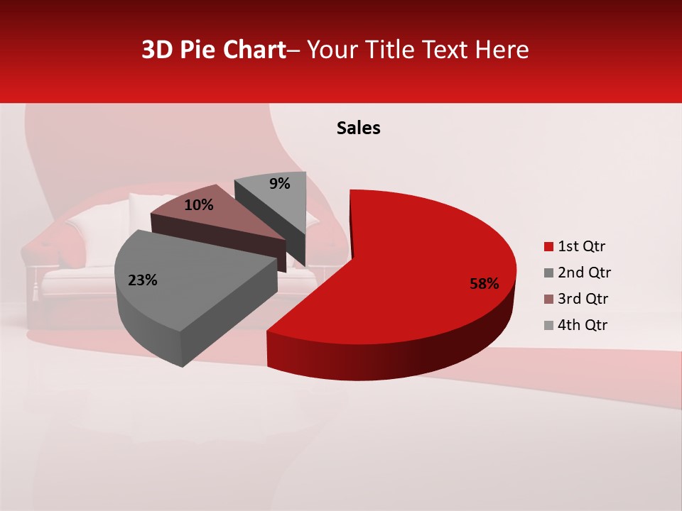 A Red And White Couch Sitting In Front Of A White Wall PowerPoint Template