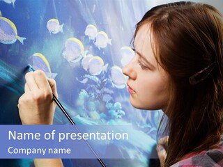 A Woman Is Painting A Picture On A Wall PowerPoint Template