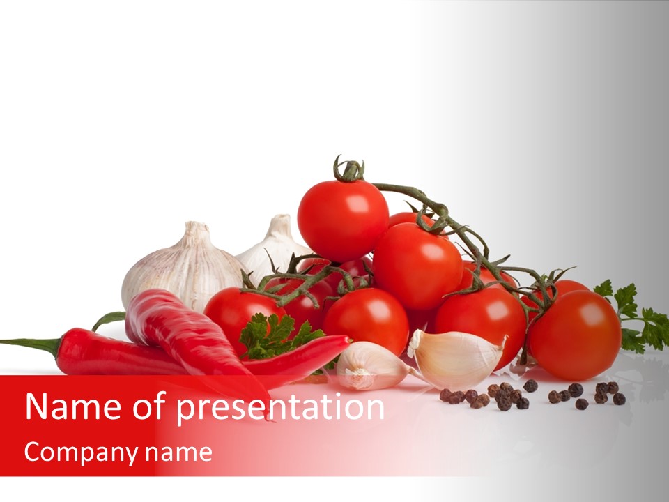 A Pile Of Tomatoes, Peppers, Garlic And Pepper On A White Background PowerPoint Template