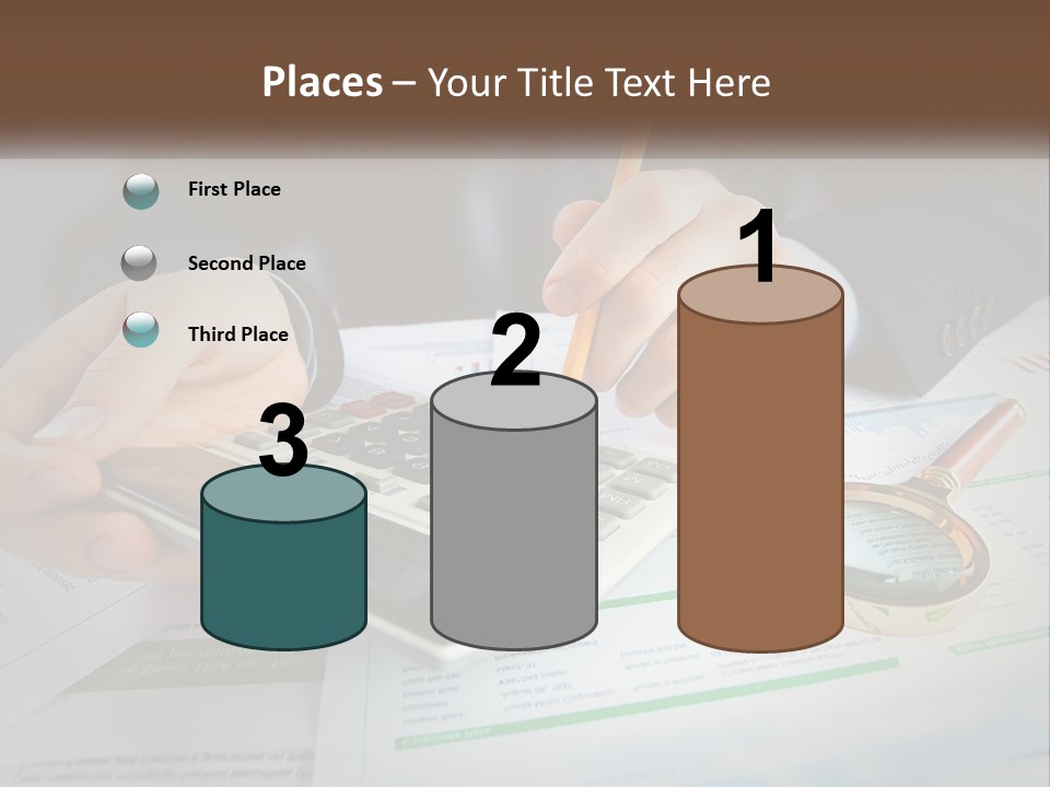 A Person Is Using A Calculator On A Desk PowerPoint Template