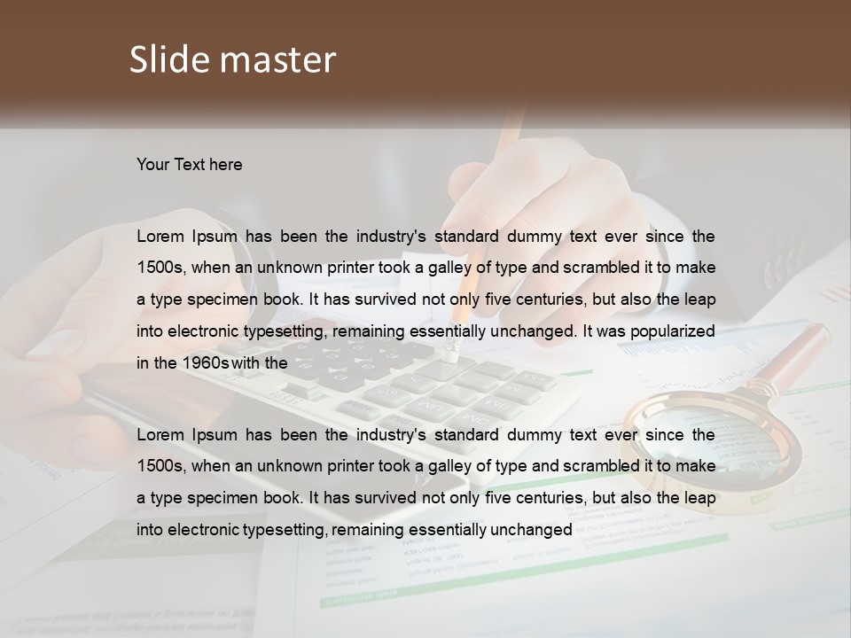 A Person Is Using A Calculator On A Desk PowerPoint Template