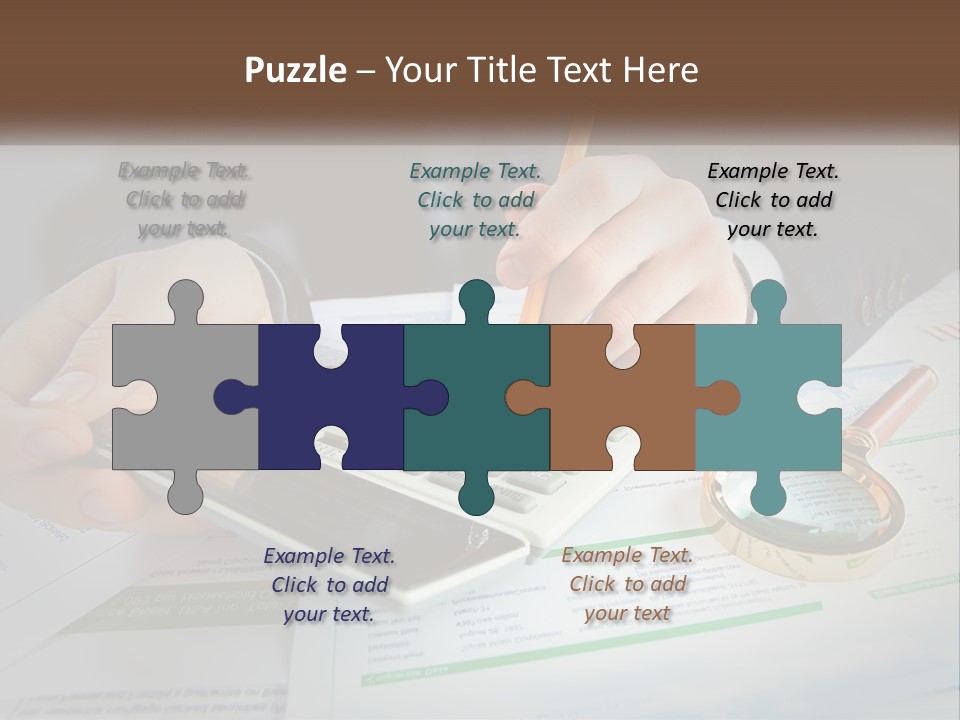 A Person Is Using A Calculator On A Desk PowerPoint Template