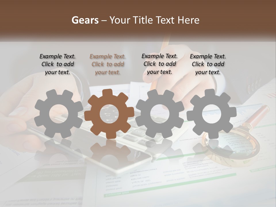 A Person Is Using A Calculator On A Desk PowerPoint Template