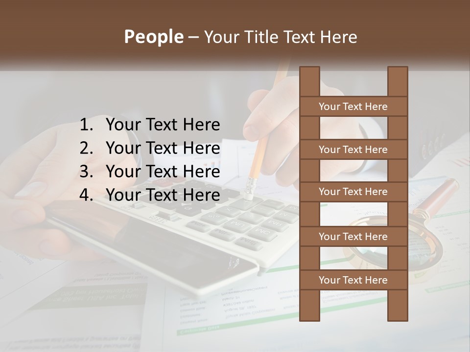 A Person Is Using A Calculator On A Desk PowerPoint Template