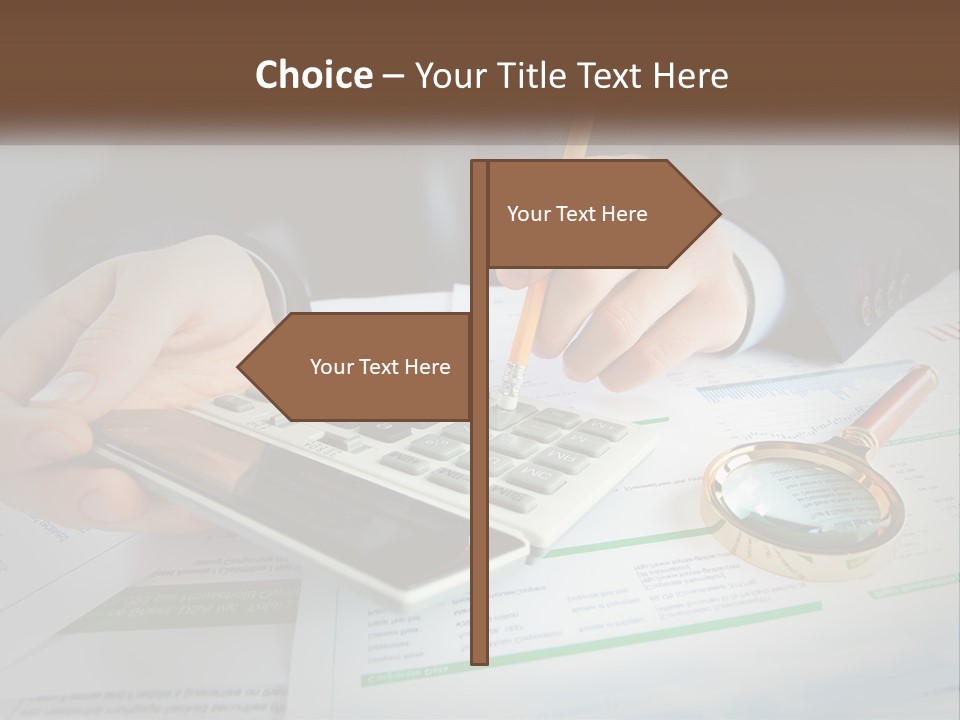 A Person Is Using A Calculator On A Desk PowerPoint Template