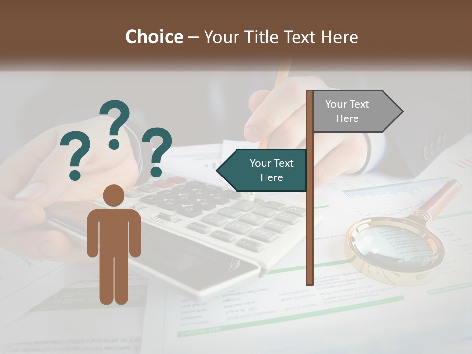 A Person Is Using A Calculator On A Desk PowerPoint Template