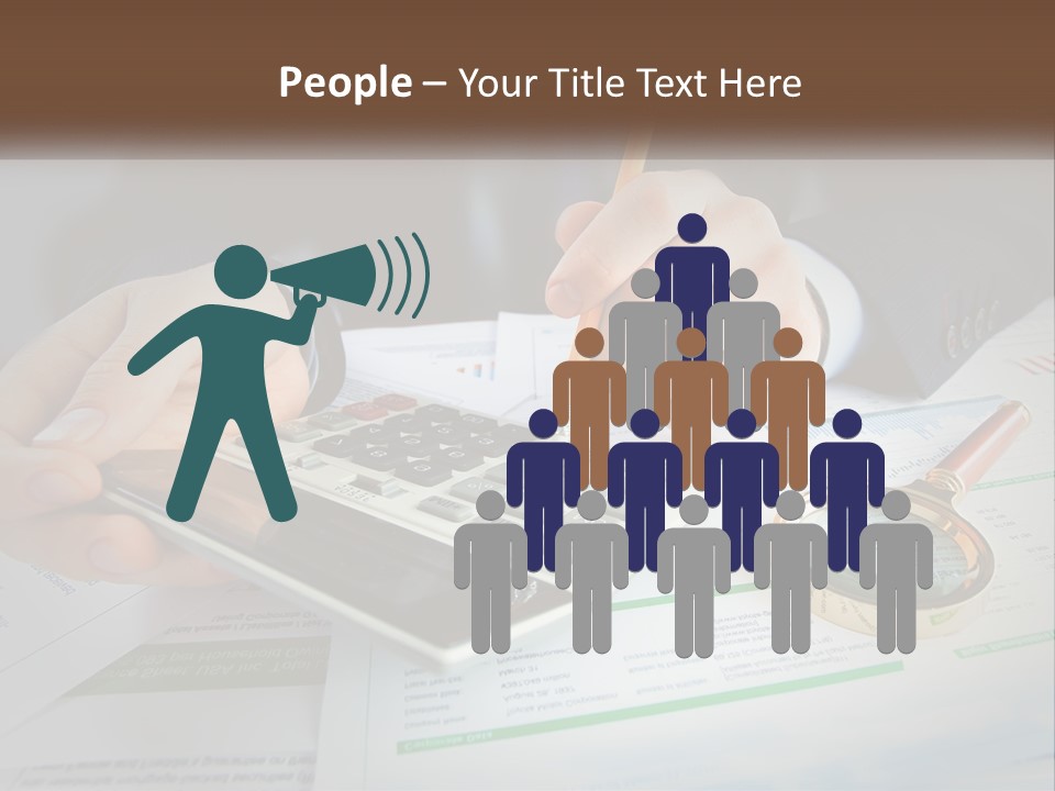 A Person Is Using A Calculator On A Desk PowerPoint Template