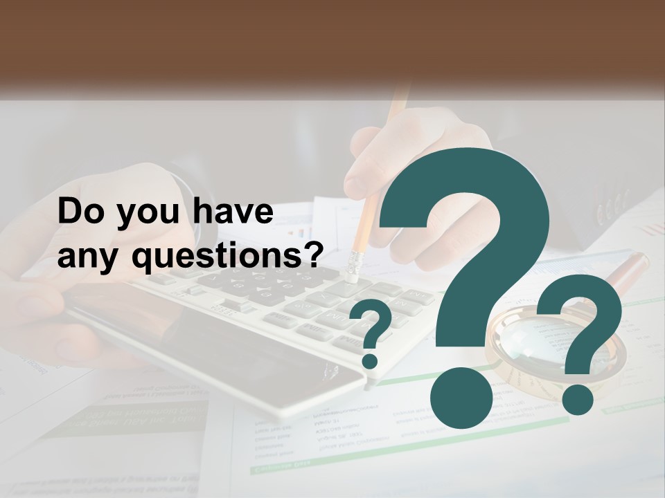 A Person Is Using A Calculator On A Desk PowerPoint Template