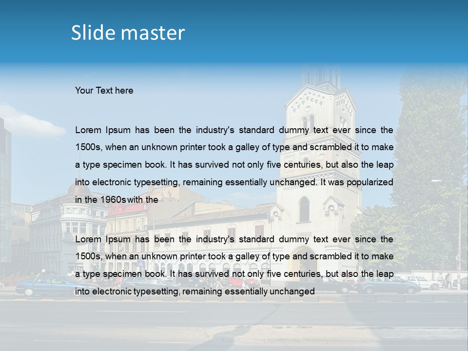 A Church With A Steeple On A Sunny Day PowerPoint Template