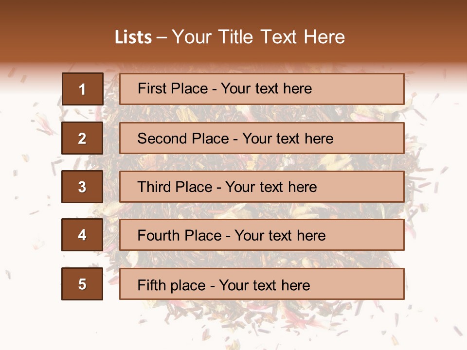 A Pile Of Different Colored Teas On A White Surface PowerPoint Template