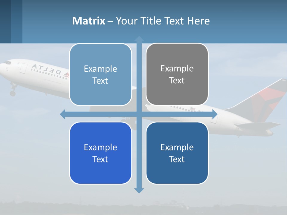 A Large Commercial Airplane Flying In The Sky PowerPoint Template