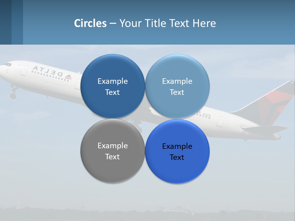 A Large Commercial Airplane Flying In The Sky PowerPoint Template