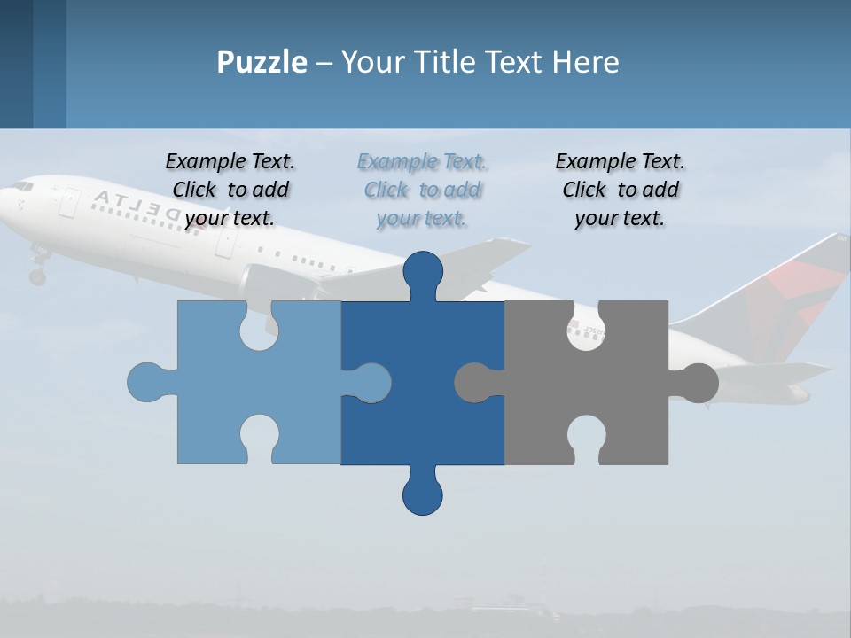 A Large Commercial Airplane Flying In The Sky PowerPoint Template