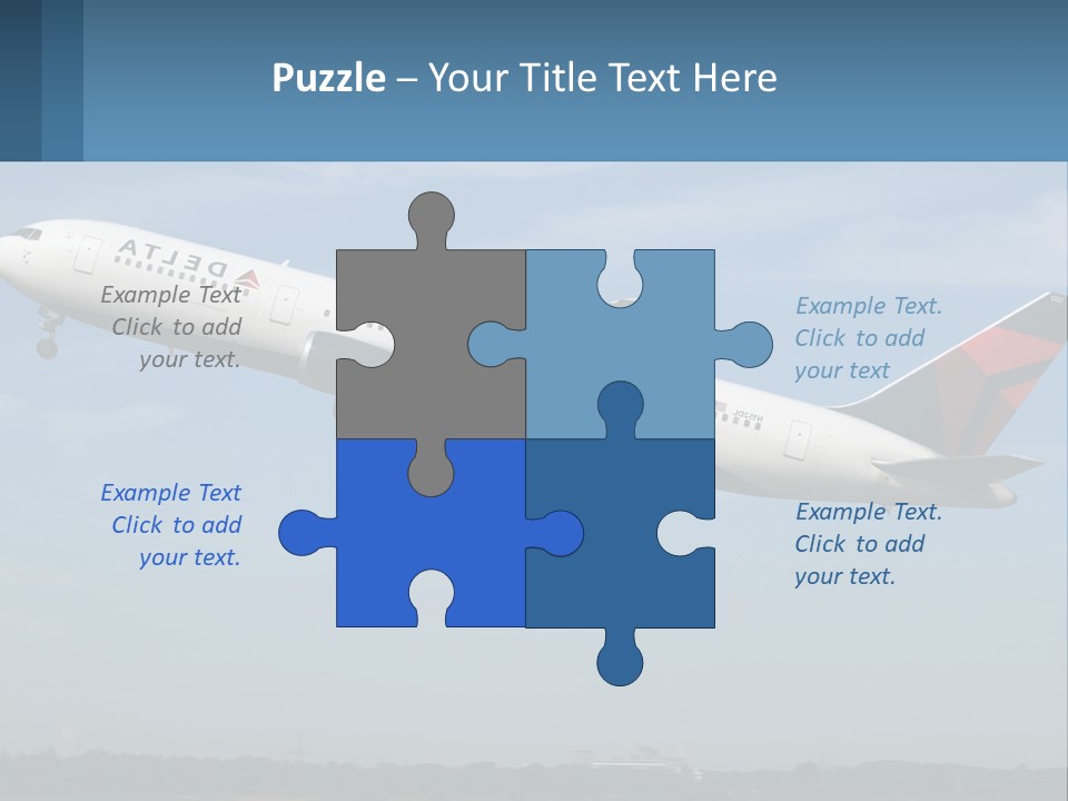 A Large Commercial Airplane Flying In The Sky PowerPoint Template