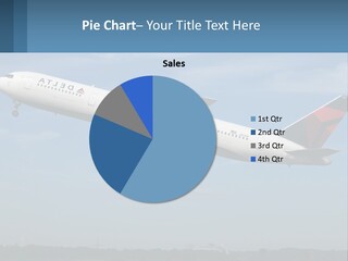 A Large Commercial Airplane Flying In The Sky PowerPoint Template