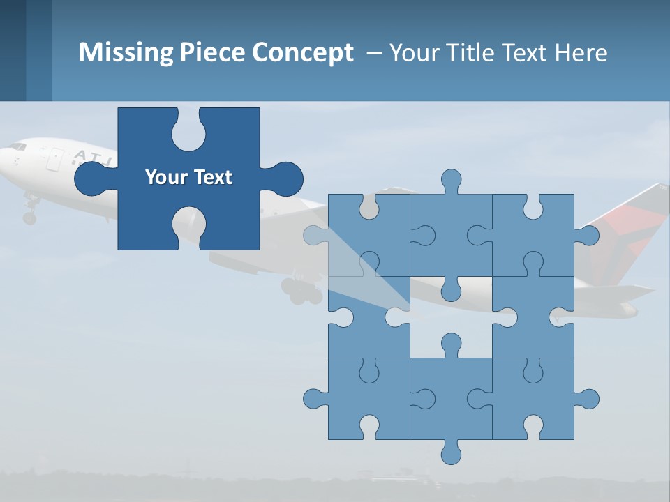 A Large Commercial Airplane Flying In The Sky PowerPoint Template