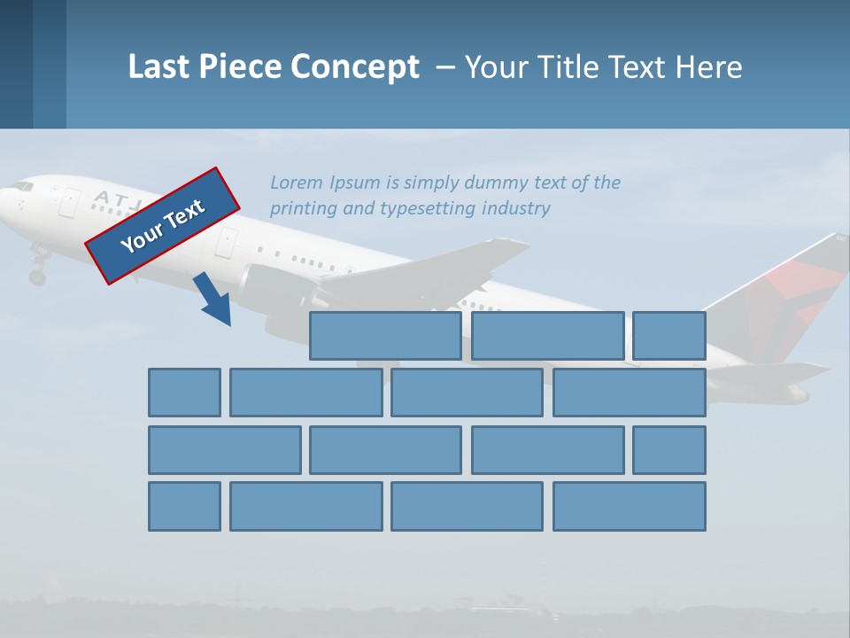 A Large Commercial Airplane Flying In The Sky PowerPoint Template