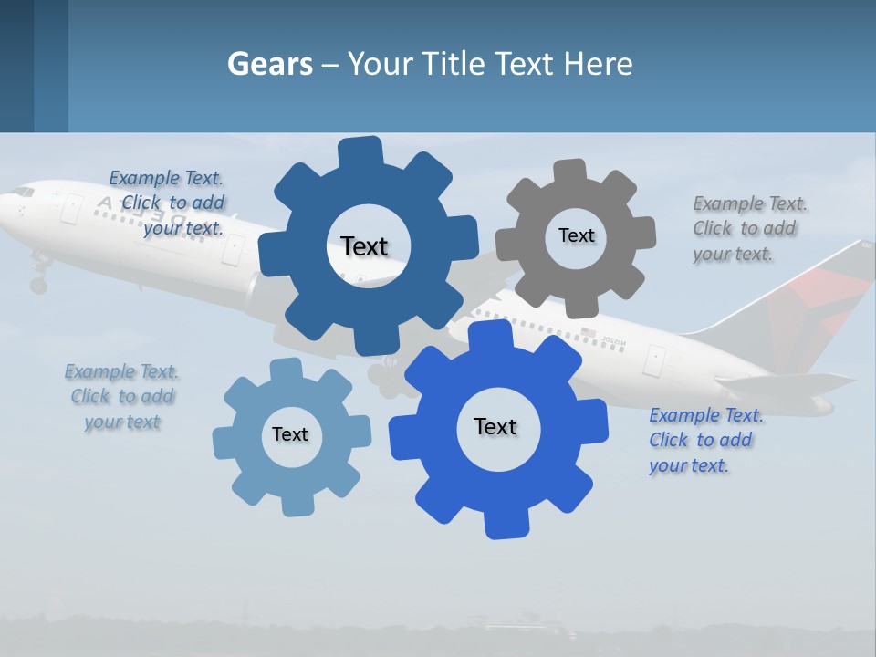 A Large Commercial Airplane Flying In The Sky PowerPoint Template