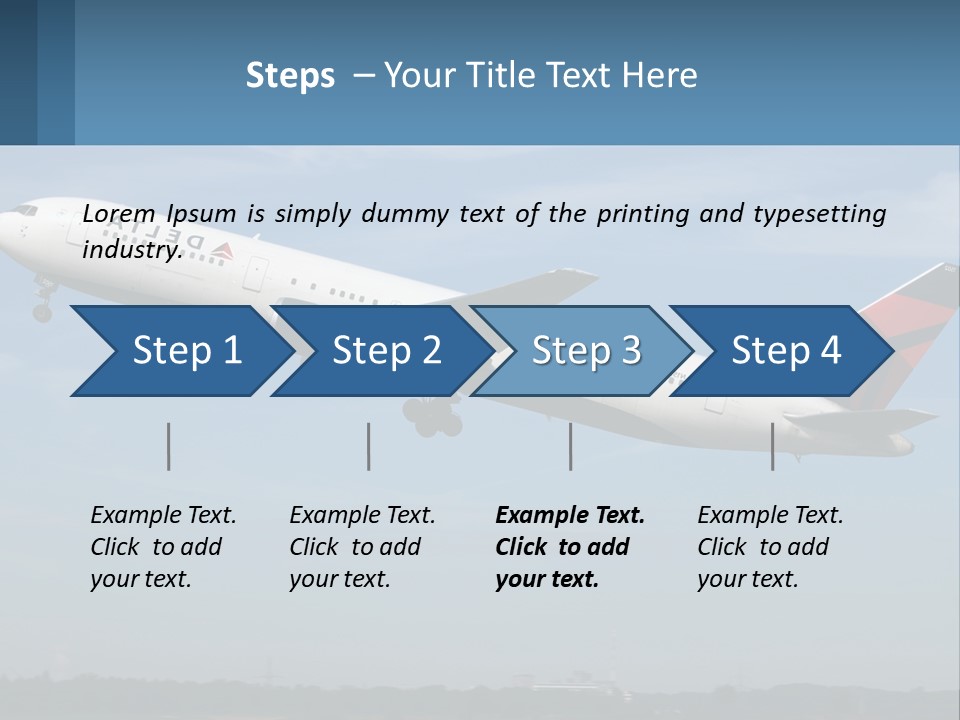 A Large Commercial Airplane Flying In The Sky PowerPoint Template