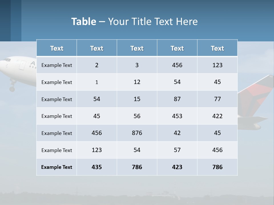 A Large Commercial Airplane Flying In The Sky PowerPoint Template