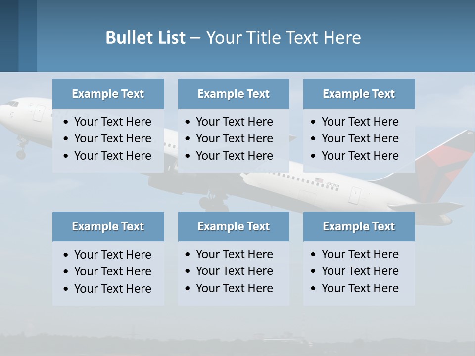 A Large Commercial Airplane Flying In The Sky PowerPoint Template