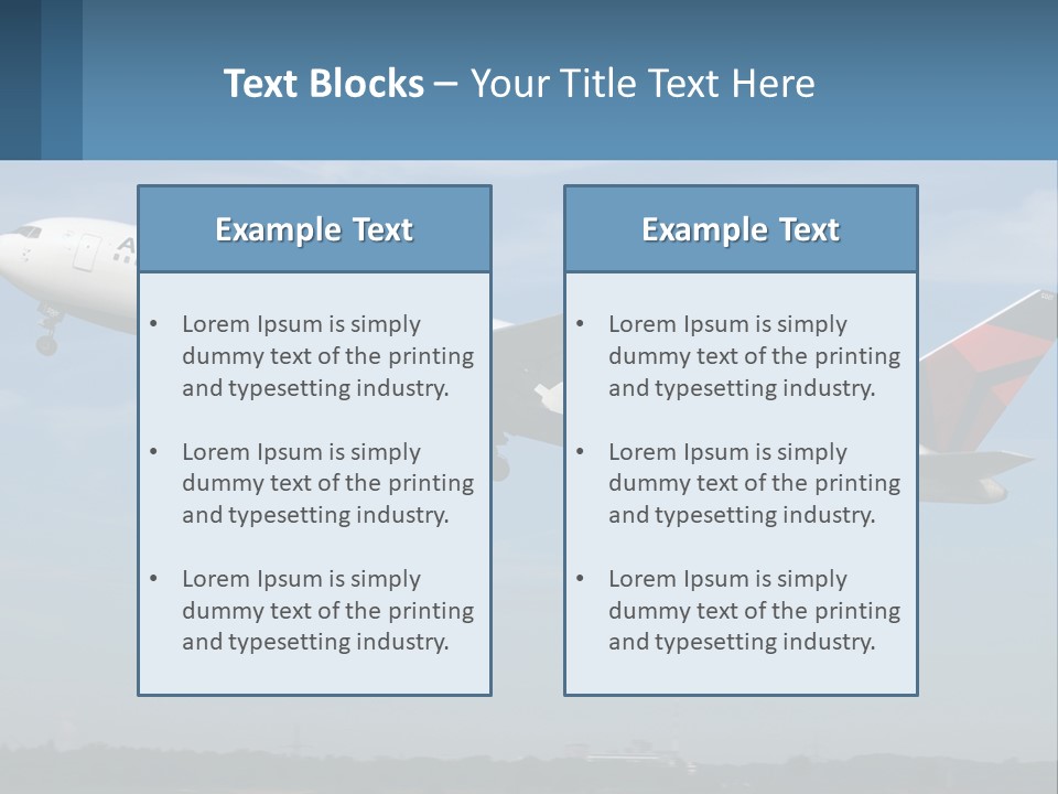 A Large Commercial Airplane Flying In The Sky PowerPoint Template