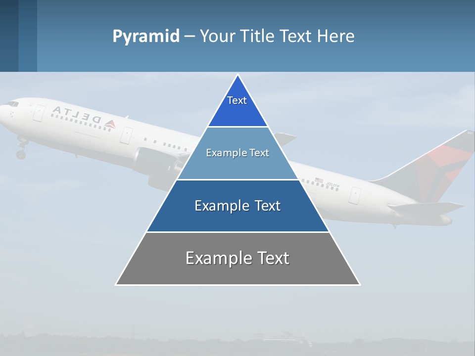 A Large Commercial Airplane Flying In The Sky PowerPoint Template