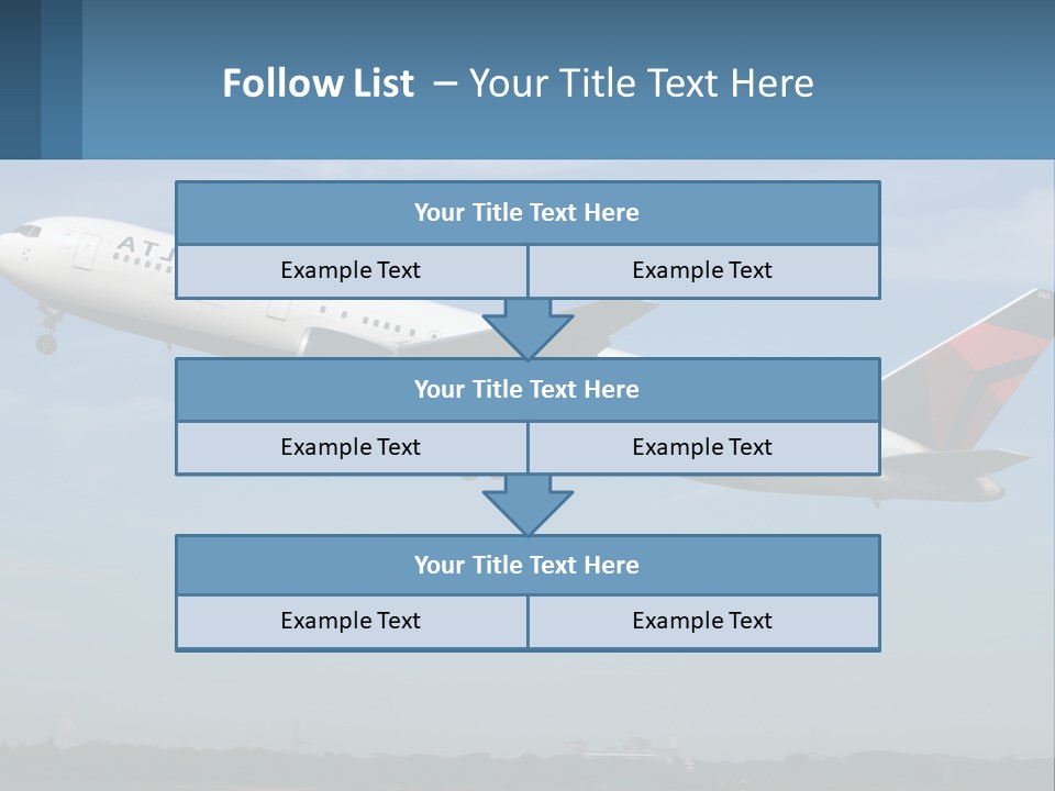 A Large Commercial Airplane Flying In The Sky PowerPoint Template