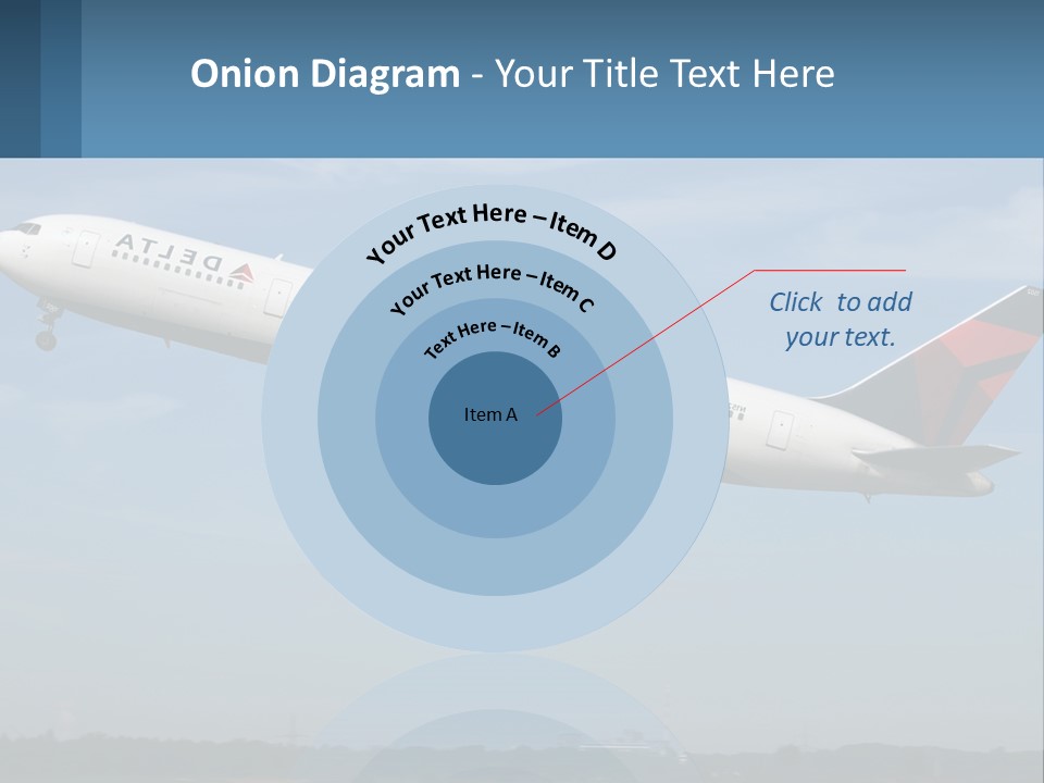 A Large Commercial Airplane Flying In The Sky PowerPoint Template