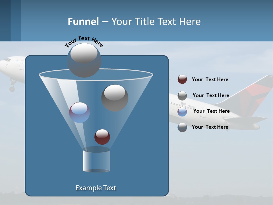 A Large Commercial Airplane Flying In The Sky PowerPoint Template