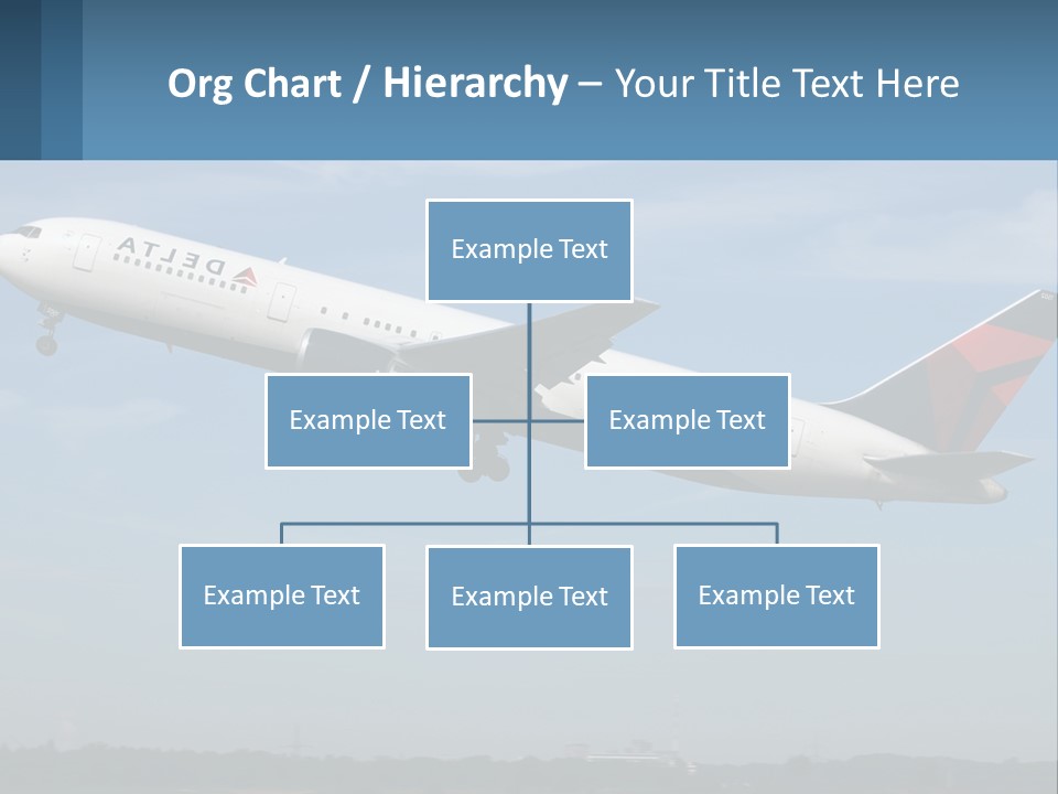 A Large Commercial Airplane Flying In The Sky PowerPoint Template