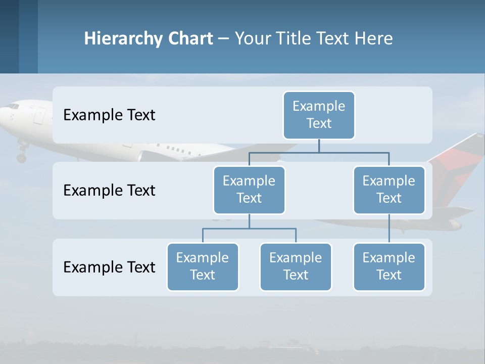 A Large Commercial Airplane Flying In The Sky PowerPoint Template