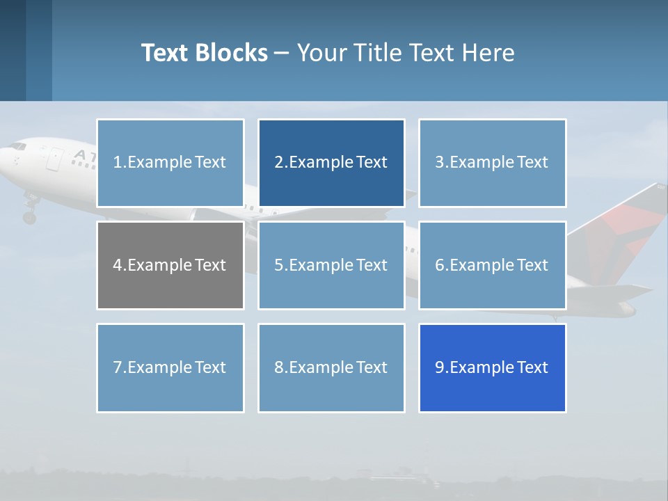 A Large Commercial Airplane Flying In The Sky PowerPoint Template