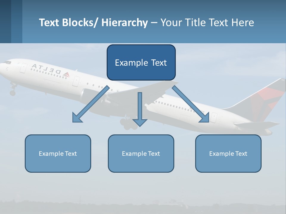 A Large Commercial Airplane Flying In The Sky PowerPoint Template