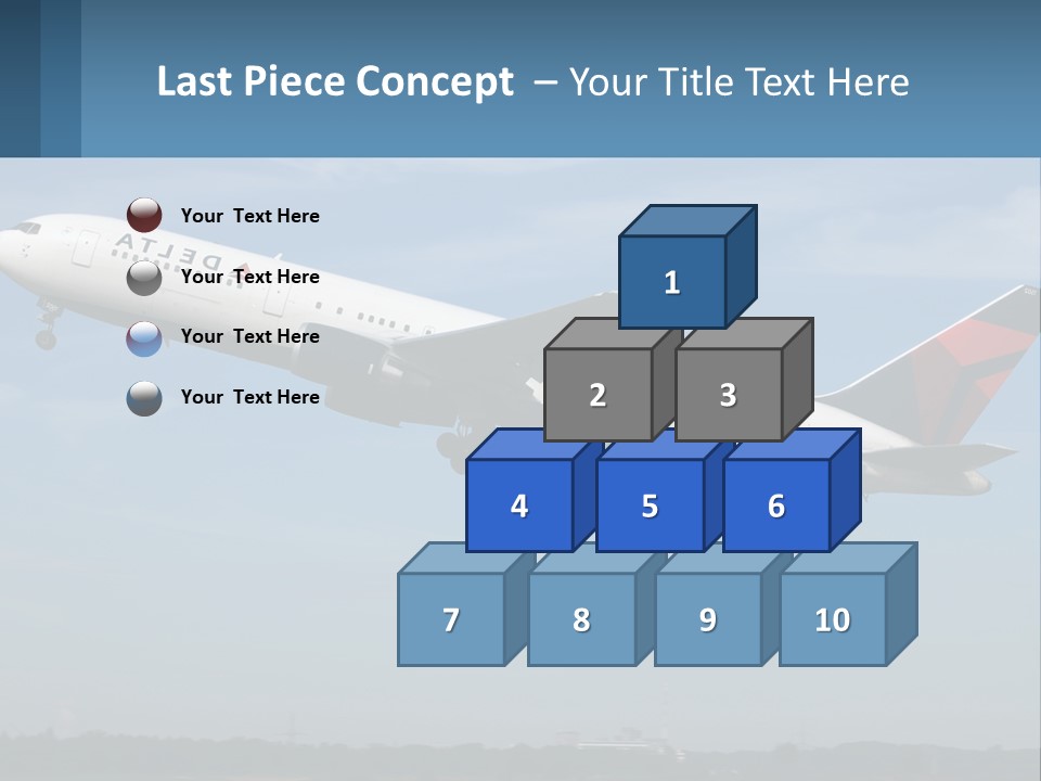A Large Commercial Airplane Flying In The Sky PowerPoint Template