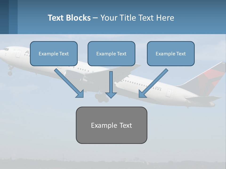 A Large Commercial Airplane Flying In The Sky PowerPoint Template