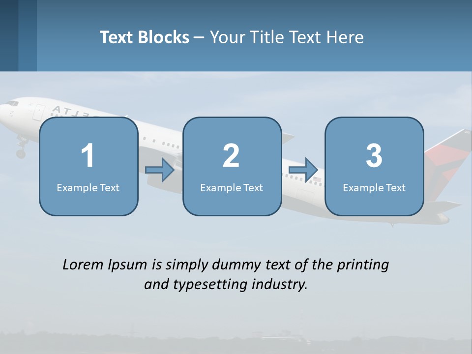 A Large Commercial Airplane Flying In The Sky PowerPoint Template