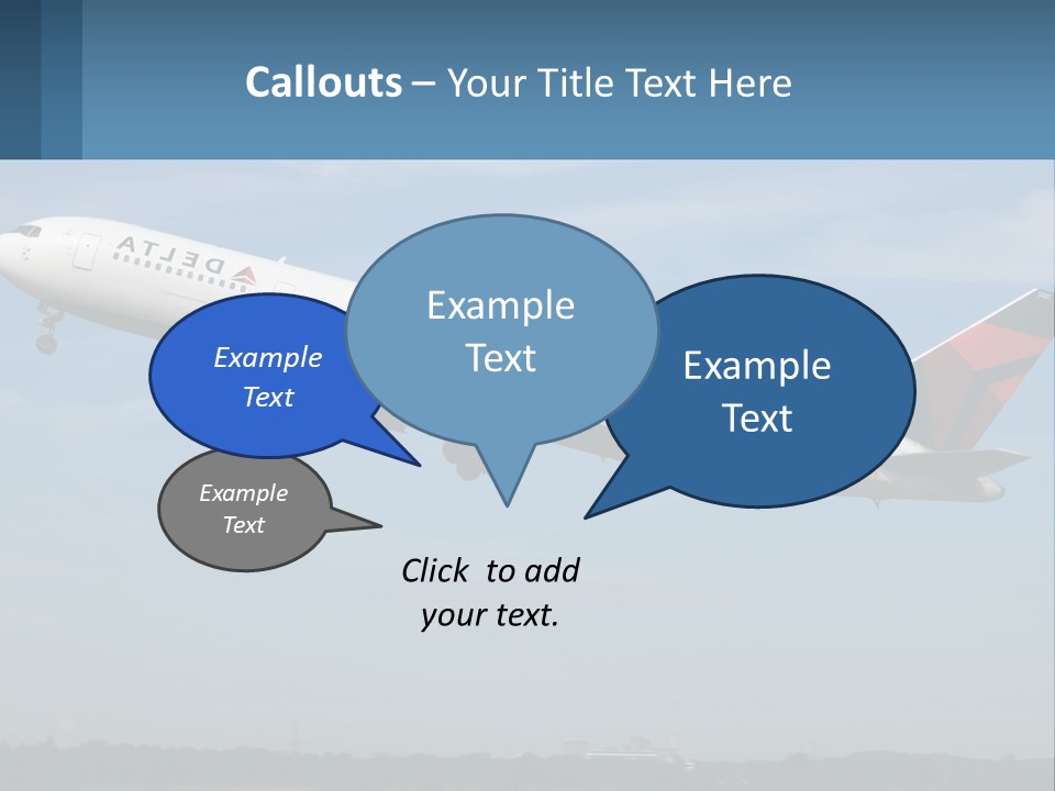 A Large Commercial Airplane Flying In The Sky PowerPoint Template