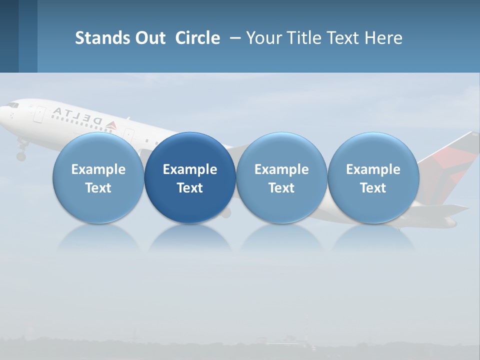 A Large Commercial Airplane Flying In The Sky PowerPoint Template