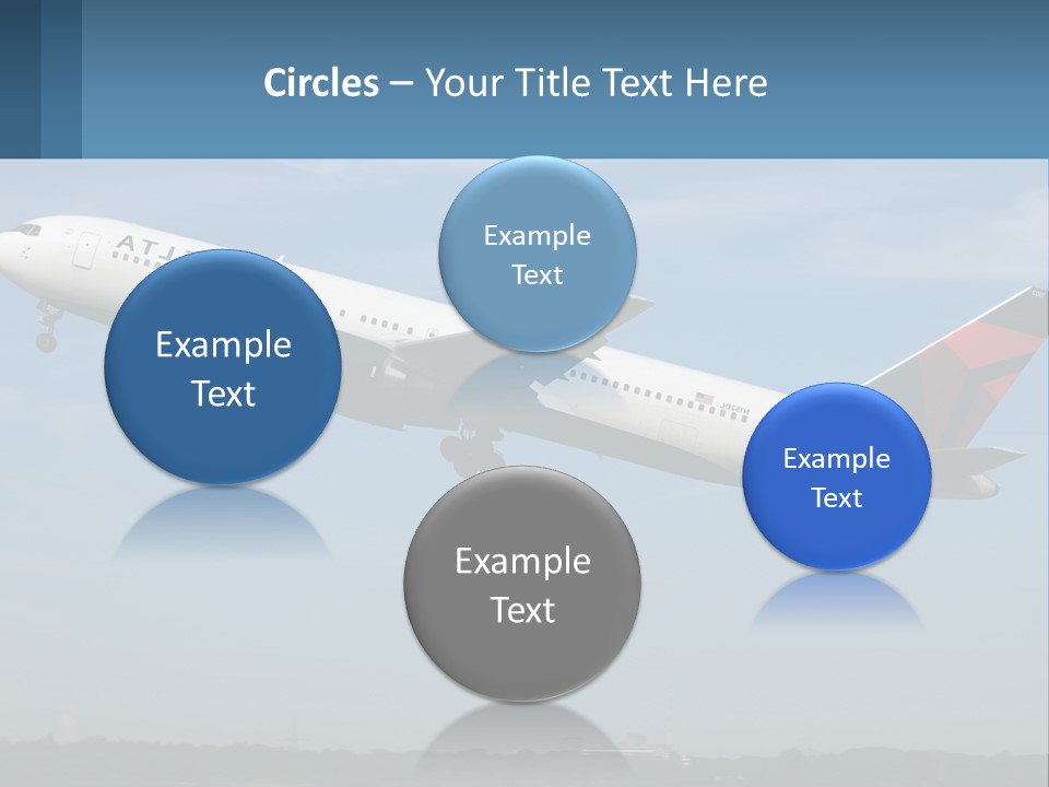 A Large Commercial Airplane Flying In The Sky PowerPoint Template