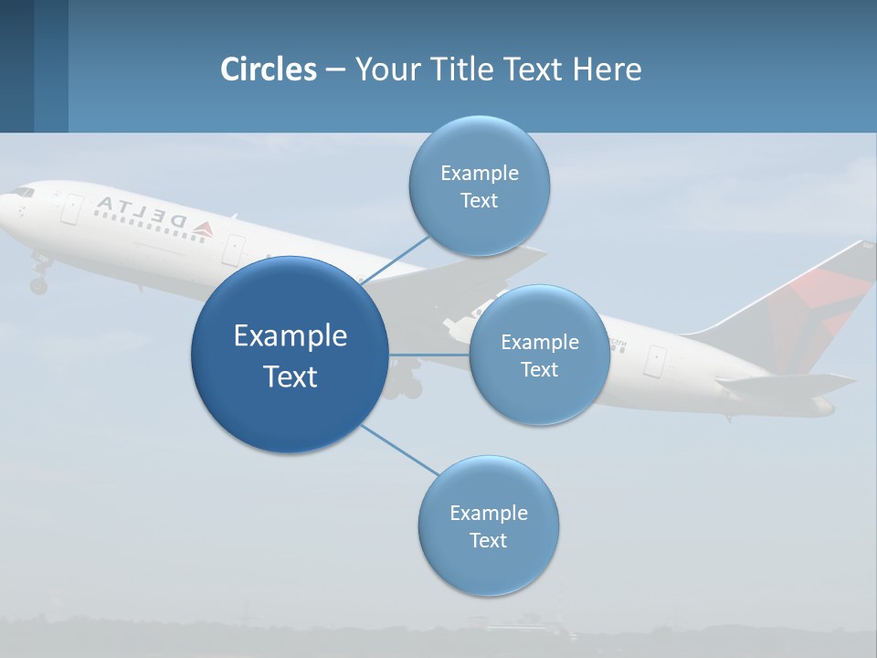 A Large Commercial Airplane Flying In The Sky PowerPoint Template