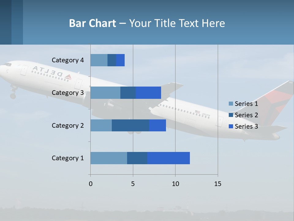 A Large Commercial Airplane Flying In The Sky PowerPoint Template