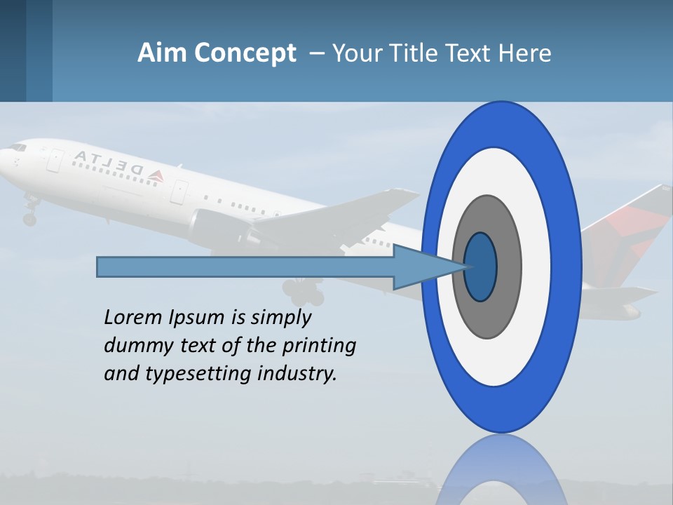 A Large Commercial Airplane Flying In The Sky PowerPoint Template