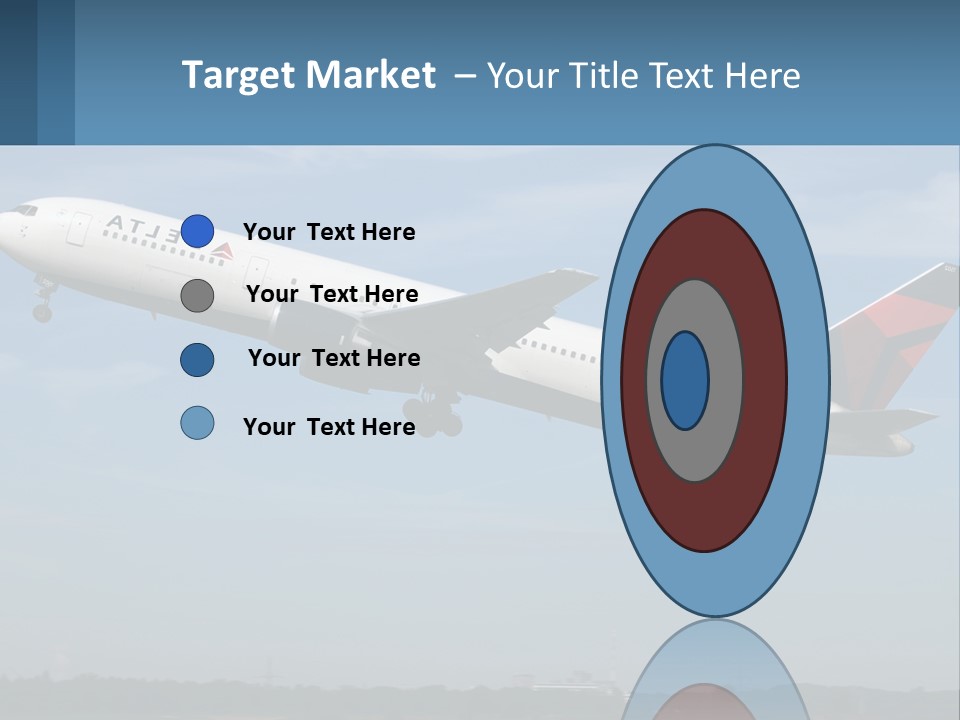 A Large Commercial Airplane Flying In The Sky PowerPoint Template