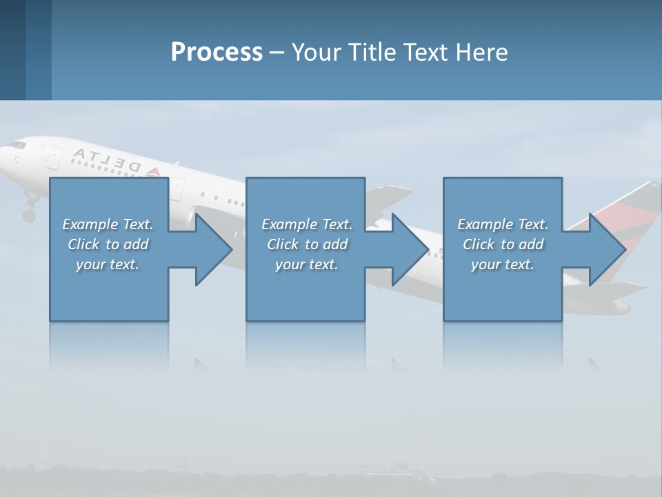 A Large Commercial Airplane Flying In The Sky PowerPoint Template